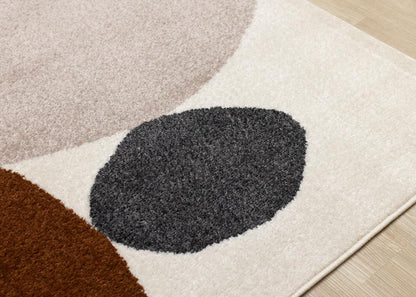 Kalora Interiors - Malibu Cream Oxblood Green Yellow Pebbles Design Rug, 710in x 106in - J035/1262 240320 veiw 4