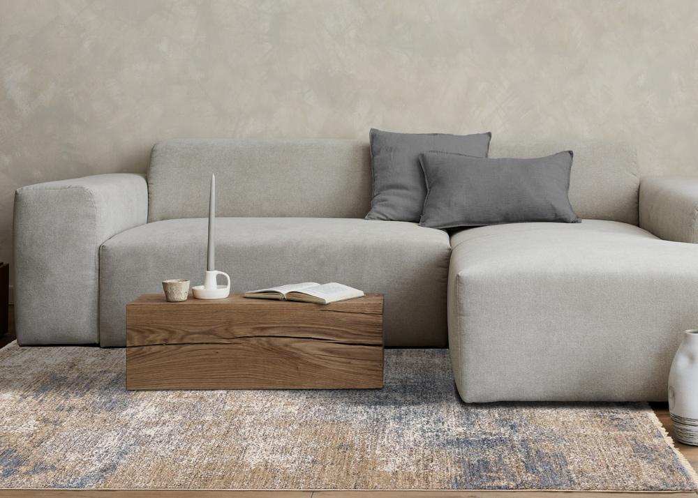 Kalora Interiors - Marisa Blue Beige White Distressed Rug, 53in x 710in - J200/2515 160240 veiw 3
