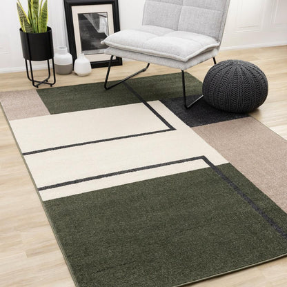 Kalora Interiors - Malibu Green Grey White Modern Geometric Design Rug, 53in x 77in - J292/1121 160230 veiw 2