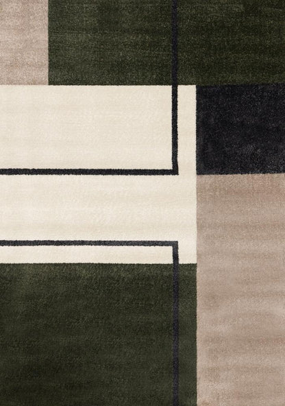 Kalora Interiors - Malibu Green Grey White Modern Geometric Design Rug, 710in x 106in - J292/1121 240320 veiw 1