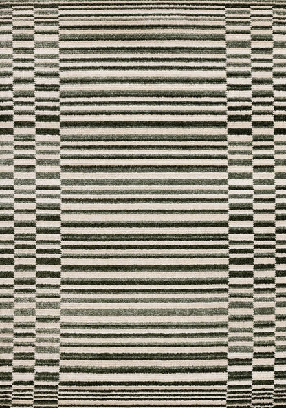 Kalora Interiors - Nala Green Cream Striped Rows Pattern Rug, 710in x 106in - N126/UW81 240320 veiw 1