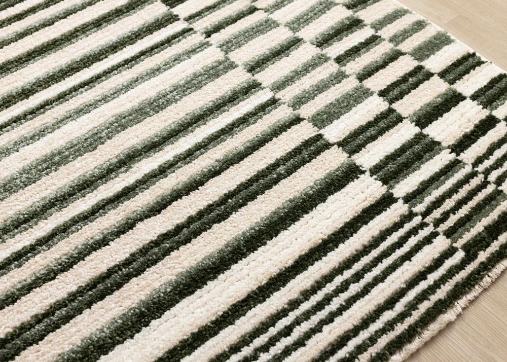 Kalora Interiors - Nala Green Cream Striped Rows Pattern Rug, 710in x 106in - N126/UW81 240320 veiw 4