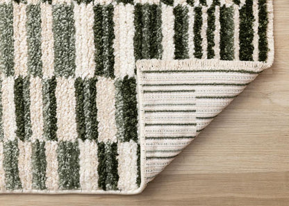 Kalora Interiors - Nala Green Cream Striped Rows Pattern Rug, 710in x 106in - N126/UW81 240320 veiw 5