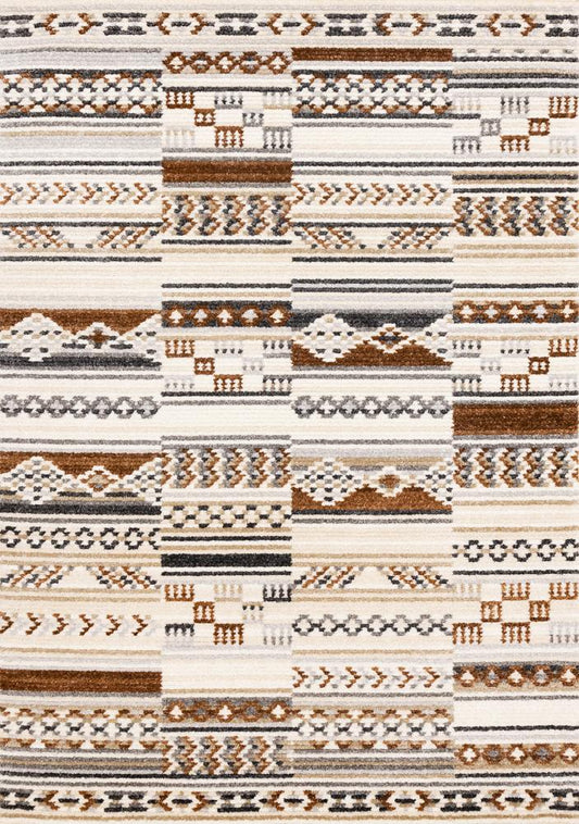 Kalora Interiors - Nala Cream Grey Oxblood Striped Rows Southwestern Pattern Rug, 53in x 77in - N156/UL81 160230 veiw 1