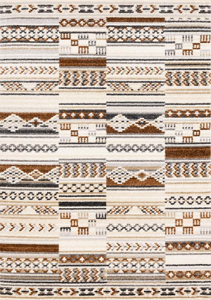 Kalora Interiors - Nala Cream Grey Oxblood Striped Rows Southwestern Pattern Rug, 710in x 106in - N156/UL81 240320 veiw 1