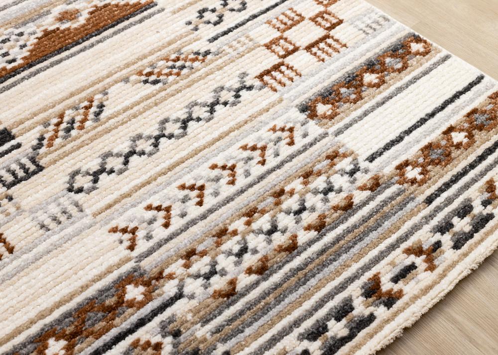 Kalora Interiors - Nala Cream Grey Oxblood Striped Rows Southwestern Pattern Rug, 710in x 106in - N156/UL81 240320 veiw 4
