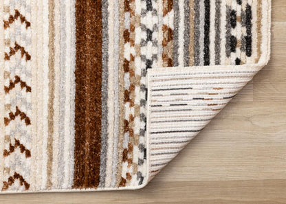 Kalora Interiors - Nala Cream Grey Oxblood Striped Rows Southwestern Pattern Rug, 710in x 106in - N156/UL81 240320 veiw 5