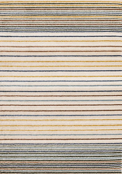 Kalora Interiors - Nala Cream Yellow Oxblood Green Blue Striped Rug, 53in x 77in - N200/UW86 160230 veiw 1