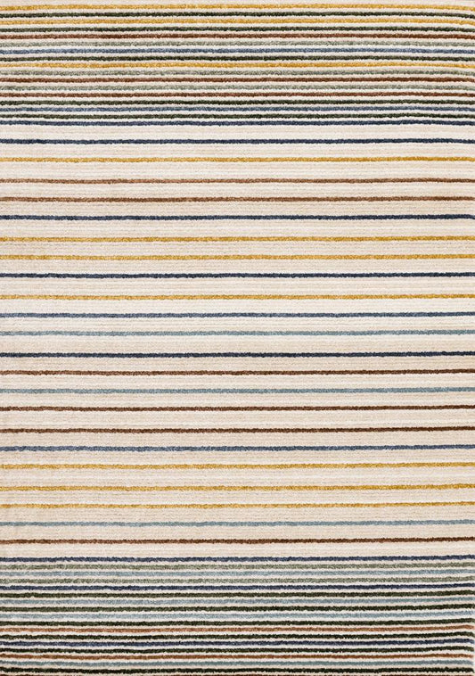 Kalora Interiors - Nala Cream Yellow Oxblood Green Blue Striped Rug, 53in x 77in - N200/UW86 160230 veiw 1