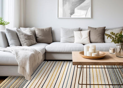 Kalora Interiors - Nala Cream Yellow Oxblood Green Blue Striped Rug, 53in x 77in - N200/UW86 160230 veiw 3