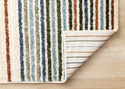 Kalora Interiors - Nala Cream Yellow Oxblood Green Blue Striped Rug, 53in x 77in - N200/UW86 160230 veiw 5