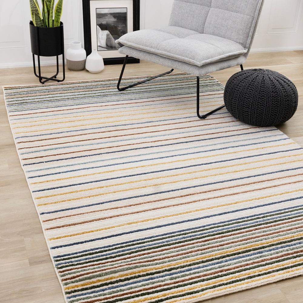 Kalora Interiors - Nala Cream Yellow Oxblood Green Blue Striped Rug, 710in x 106 - N200/UW86 240320 veiw 2