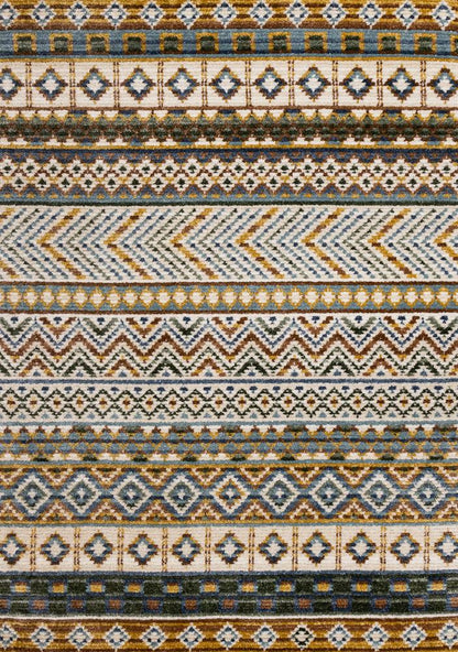 Kalora Interiors - Nala Yellow Blue Green Oxblood Intricate Southwestern Design Rug, 53in x 77in - N201/UW86 160230 veiw 1