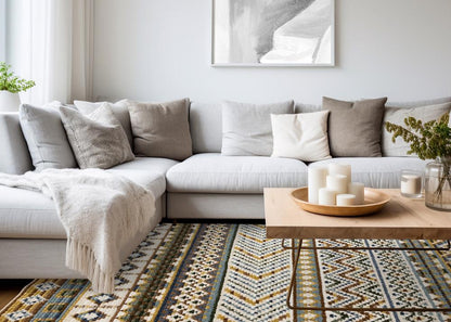 Kalora Interiors - Nala Yellow Blue Green Oxblood Intricate Southwestern Design Rug, 53in x 77in - N201/UW86 160230 veiw 3