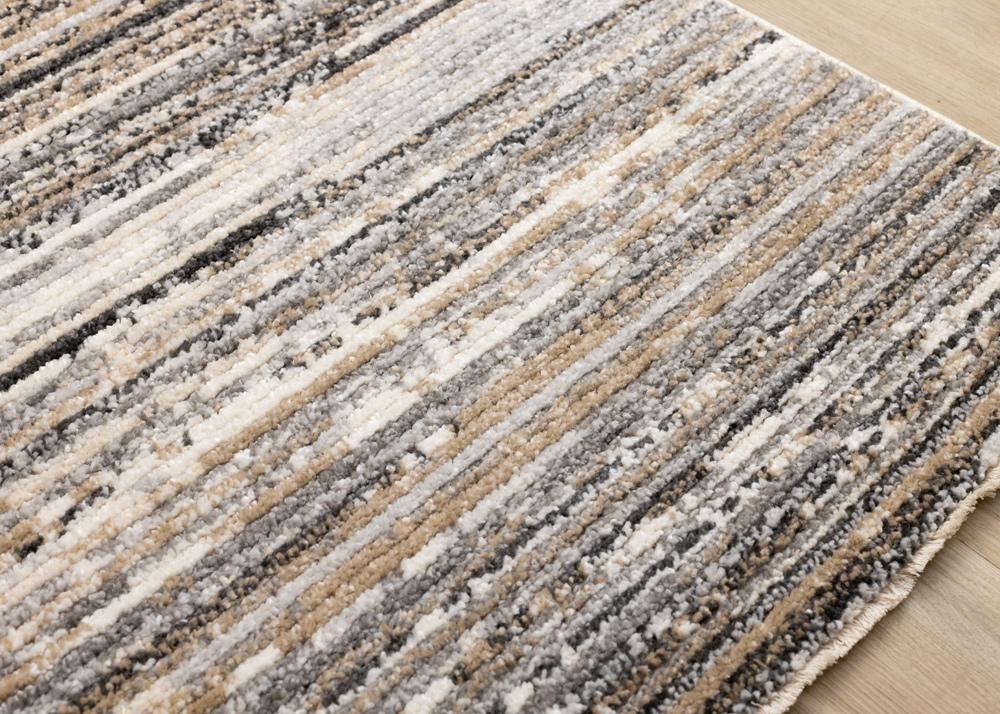 Kalora Interiors - Nala Crean Grey Black Beige Distressed Lines Rug, 710in x 106 - N205/UI86 240320 veiw 4