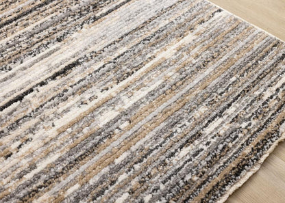 Kalora Interiors - Nala Crean Grey Black Beige Distressed Lines Rug, 710in x 106 - N205/UI86 240320 veiw 4
