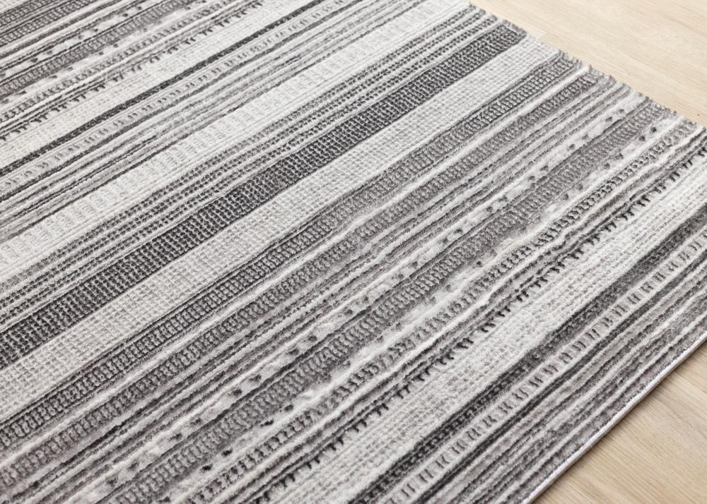 Kalora Interiors - Zola Grey White Black Patterned Rows Rug, 53in x 77in - Z224/Z256 160230 veiw 4