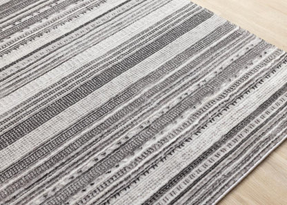Kalora Interiors - Zola Grey White Black Patterned Rows Rug, 53in x 77in - Z224/Z256 160230 veiw 4