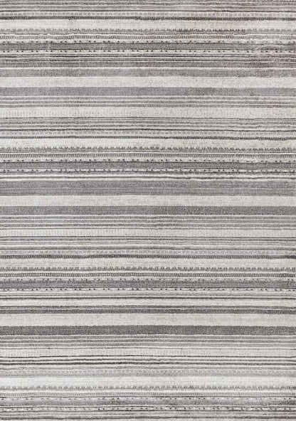 Kalora Interiors - Zola Grey White Black Patterned Rows Rug, 710in x 106in - Z224/Z256 240320 veiw 1