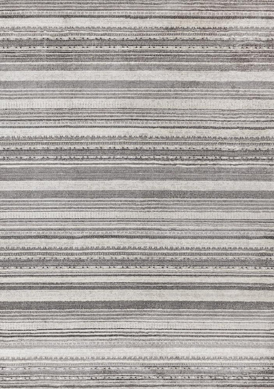 Kalora Interiors - Zola Grey White Black Patterned Rows Rug, 710in x 106in - Z224/Z256 240320 veiw 1