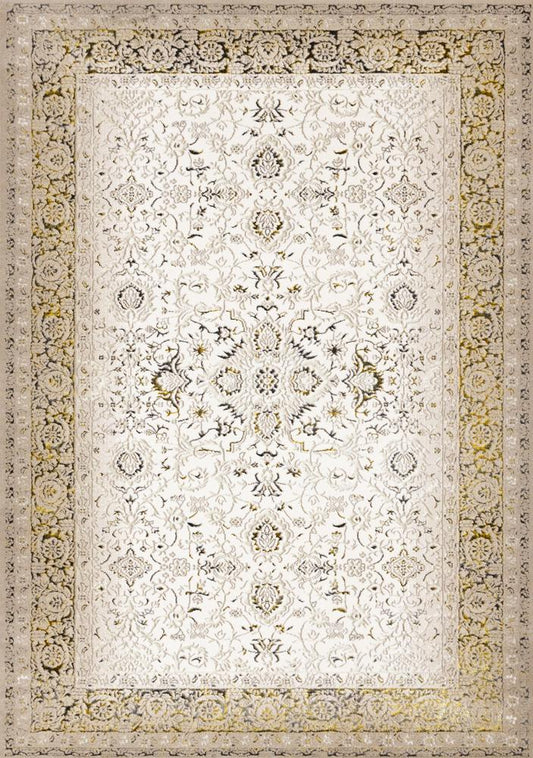 Kalora Interiors - Zola Cream Yellow Black Elegant Classic Rug, 710in x 106in - Z226/Z137 240320 veiw 1