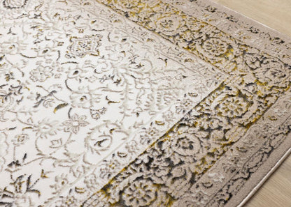 Kalora Interiors - Zola Cream Yellow Black Elegant Classic Rug, 710in x 106in - Z226/Z137 240320 veiw 4