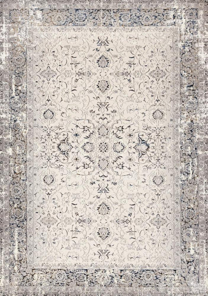 Kalora Interiors - Zola Cream Blue Black Elegant Classic Rug, 53in x 77in - Z226/Z231 160230 veiw 1