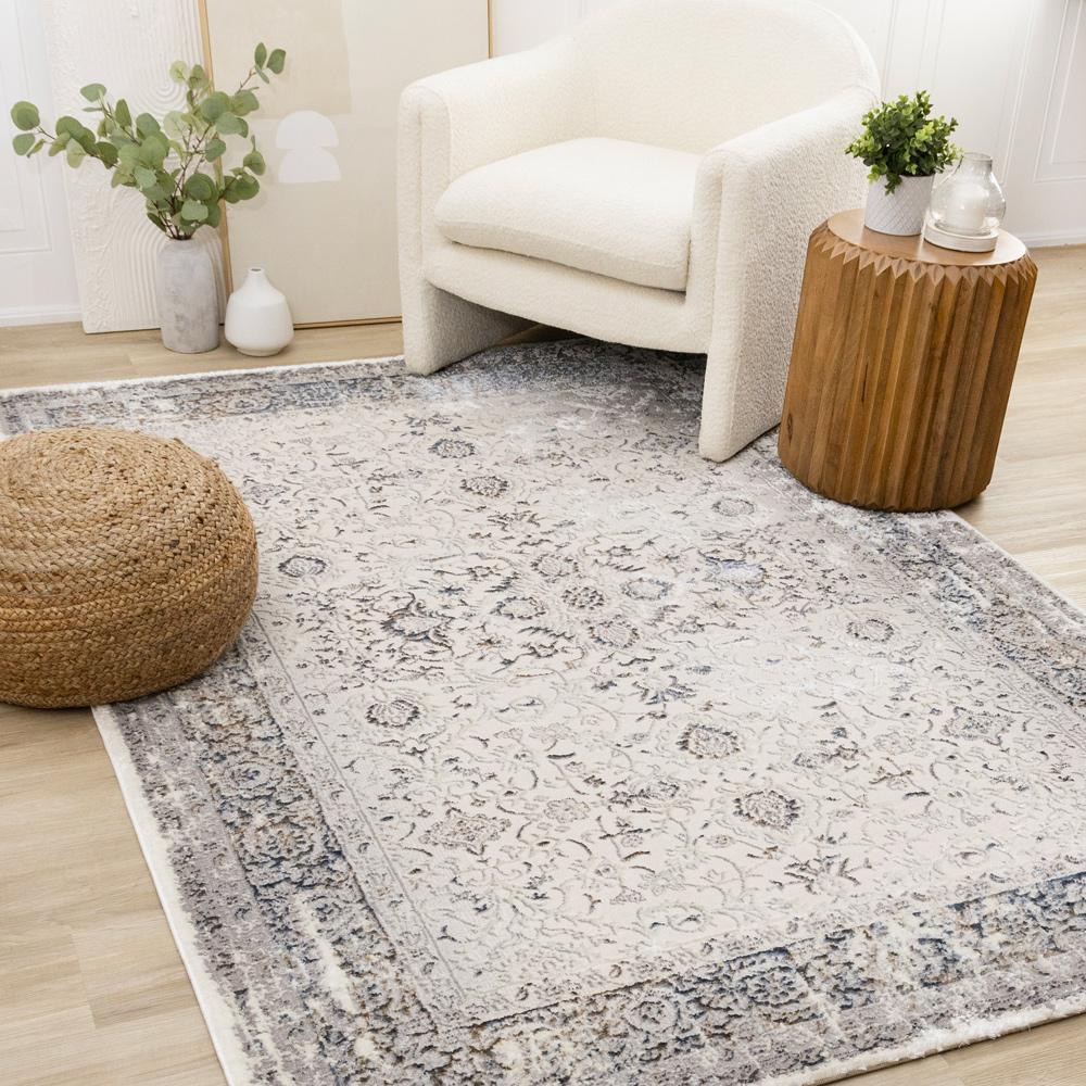Kalora Interiors - Zola Cream Blue Black Elegant Classic Rug, 710in x 106in - Z226/Z231 240320 veiw 2