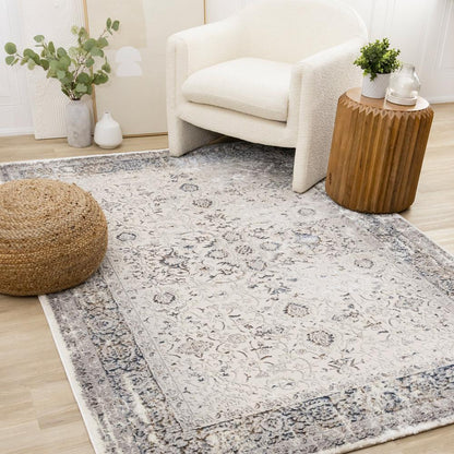Kalora Interiors - Zola Cream Blue Black Elegant Classic Rug, 710in x 106in - Z226/Z231 240320 veiw 2