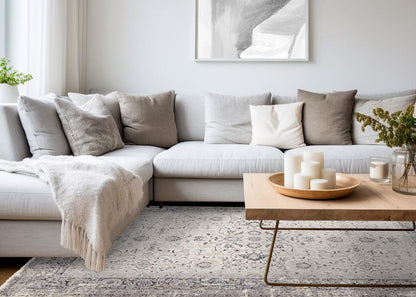 Kalora Interiors - Zola Cream Blue Black Elegant Classic Rug, 710in x 106in - Z226/Z231 240320 veiw 3