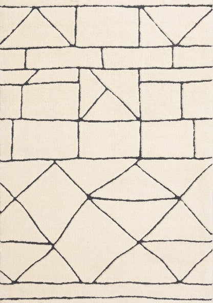 Kalora Interiors - Talia Cream Black Geometric Lattice Design Rug, 710 x 106 - 1345/26 240320 veiw 1