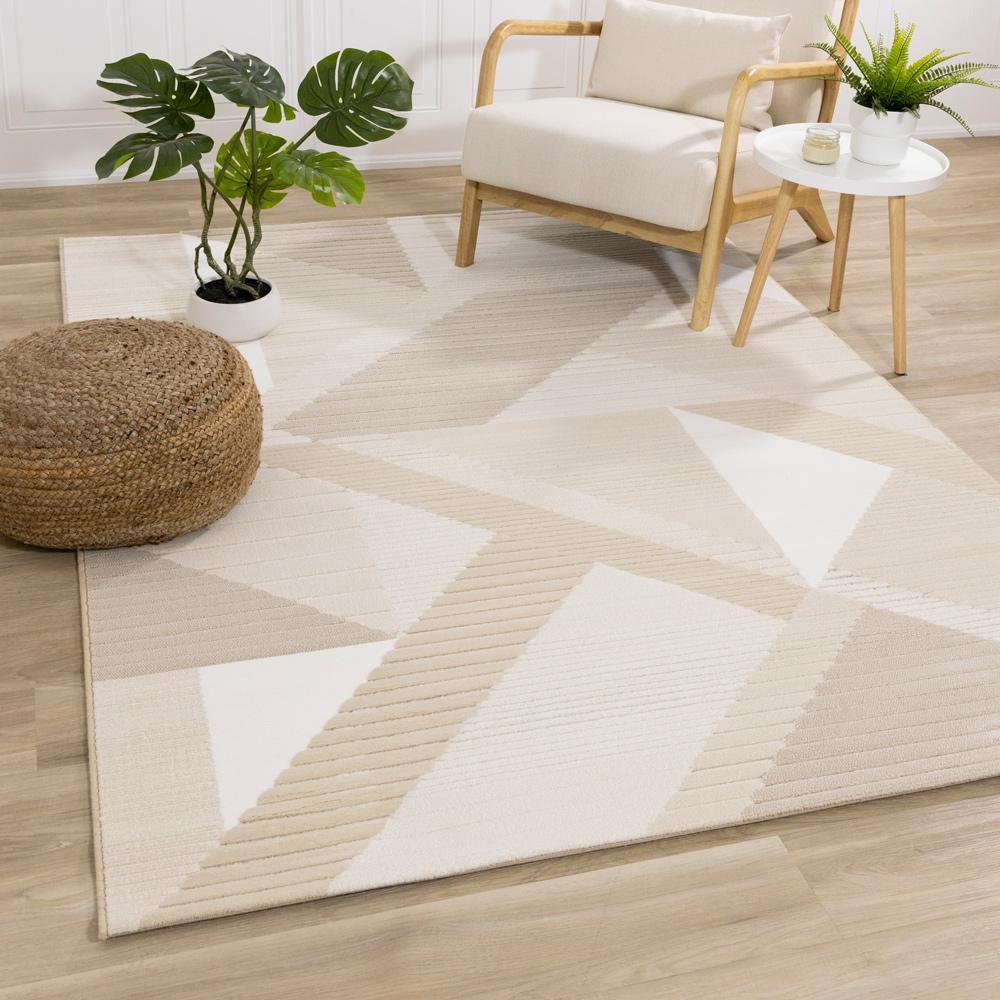 Kalora Interiors - Ella Beige Cream Elegant Contemporary Geometric Pattern Rug, 67in x 96in - 475302/100 200290 veiw 2