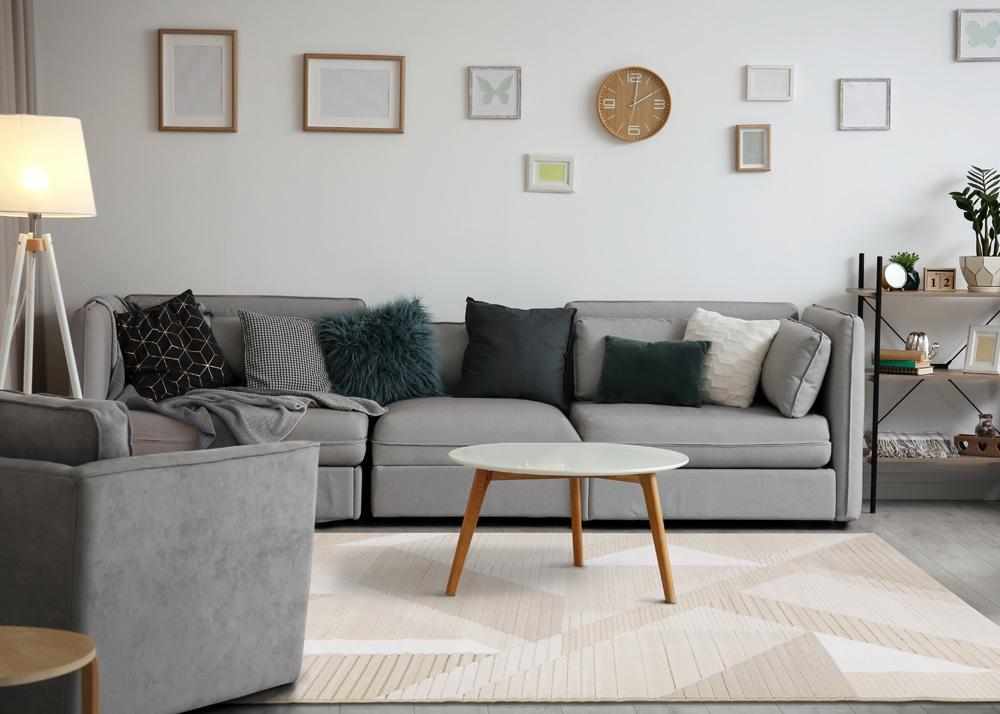 Kalora Interiors - Ella Beige Cream Elegant Contemporary Geometric Pattern Rug, 67in x 96in - 475302/100 200290 veiw 3