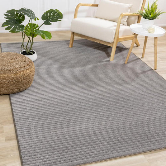 Kalora Interiors - Ella Grey Carved Stripe Plush Rug, 67in x 96in - 475318/920 200290 veiw 2