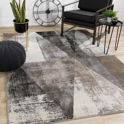Kalora Interiors - Breeze Cream Brown Grey Robust Triangle Rug, 53in x 77in - E119/7127 160230 veiw 2