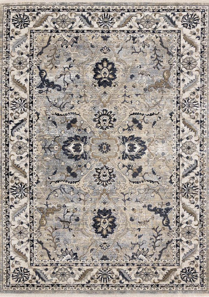 Kalora Interiors - Samira Traditional Cream Blue Border Rug, 20 x 710 - F037/4497 60240 veiw 1