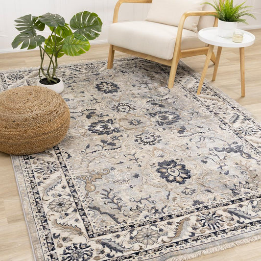 Kalora Interiors - Samira Traditional Cream Blue Border Rug, 53in x 710in - F037/4497 160240 veiw 2