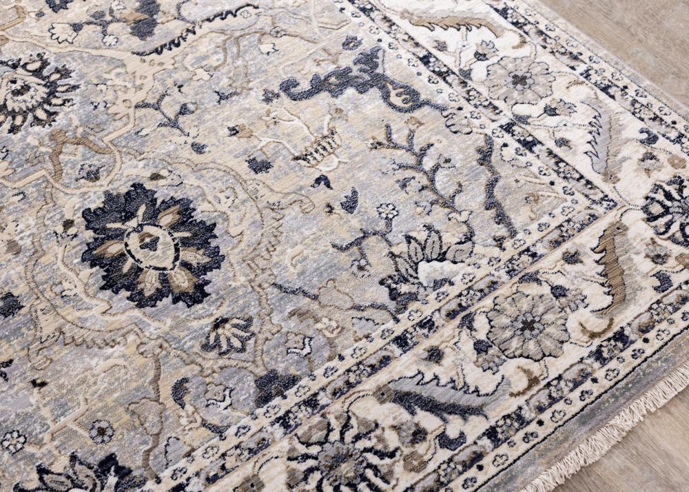 Kalora Interiors - Samira Traditional Cream Blue Border Rug, 53in x 710in - F037/4497 160240 veiw 4