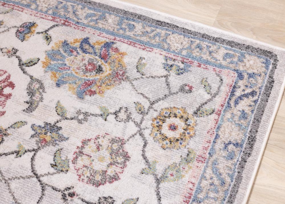 Kalora Interiors - Fresco Cream Grey Pink Yellow Orange Floral Border Rug, 67in x 96in - F708/6242 200290 veiw 4