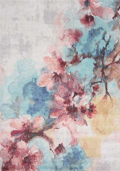 Kalora Interiors - Fresco Blue Pink Yellow Cherry Blossom Rug, 53in x 77in - F726/6252 160230 veiw 1