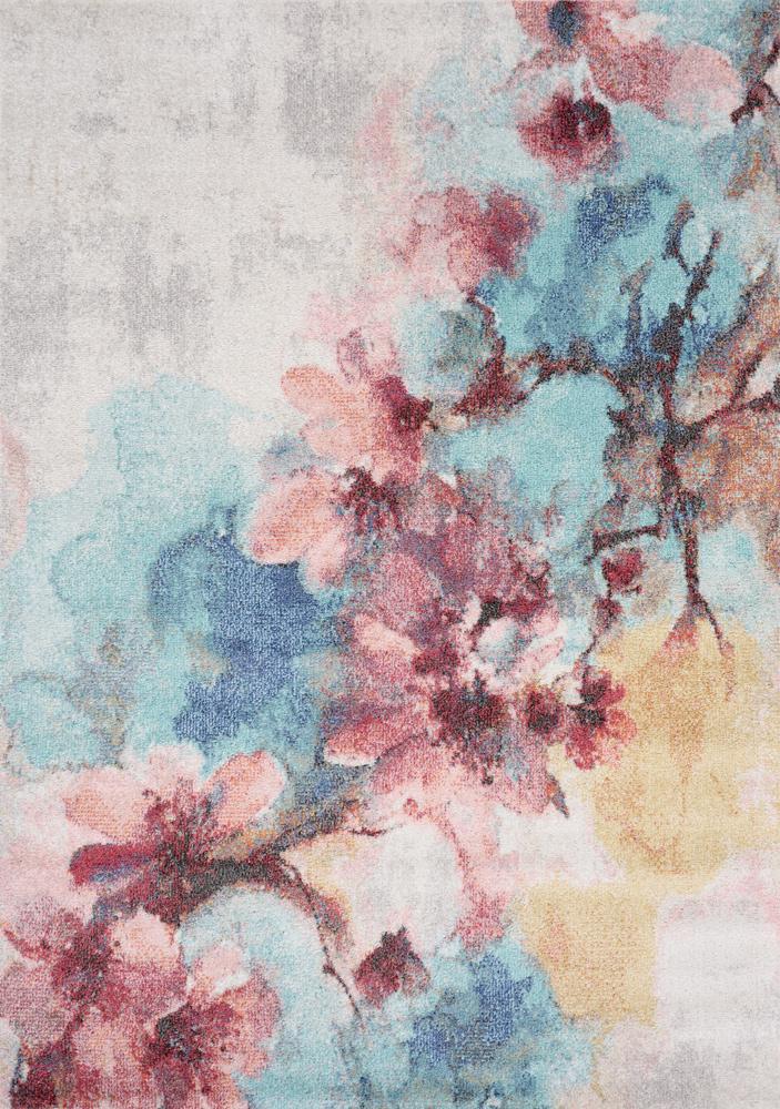 Kalora Interiors - Fresco Blue Pink Yellow Cherry Blossom Rug, 67in x 96in - F726/6252 200290 veiw 1