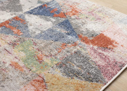 Kalora Interiors - Fresco Distressed Grey Pink Blue Yellow Triangular Pattern Rug, 67in x 96in - F727/6252 200290 veiw 4