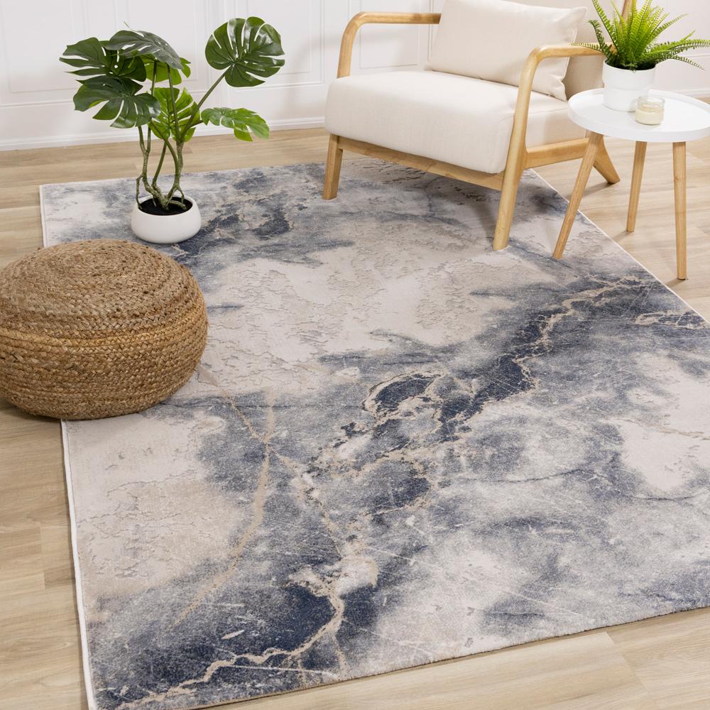 Kalora Interiors - Luca Blue Cream Marble Print Rug, 53in x 77in - G184/0262 160230 veiw 2