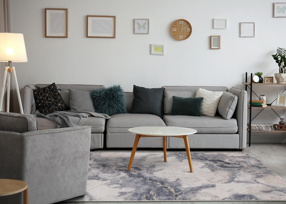 Kalora Interiors - Luca Blue Cream Marble Print Rug, 53in x 77in - G184/0262 160230 veiw 3