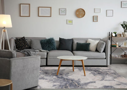 Kalora Interiors - Luca Blue Cream Marble Print Rug, 53in x 77in - G184/0262 160230 veiw 3