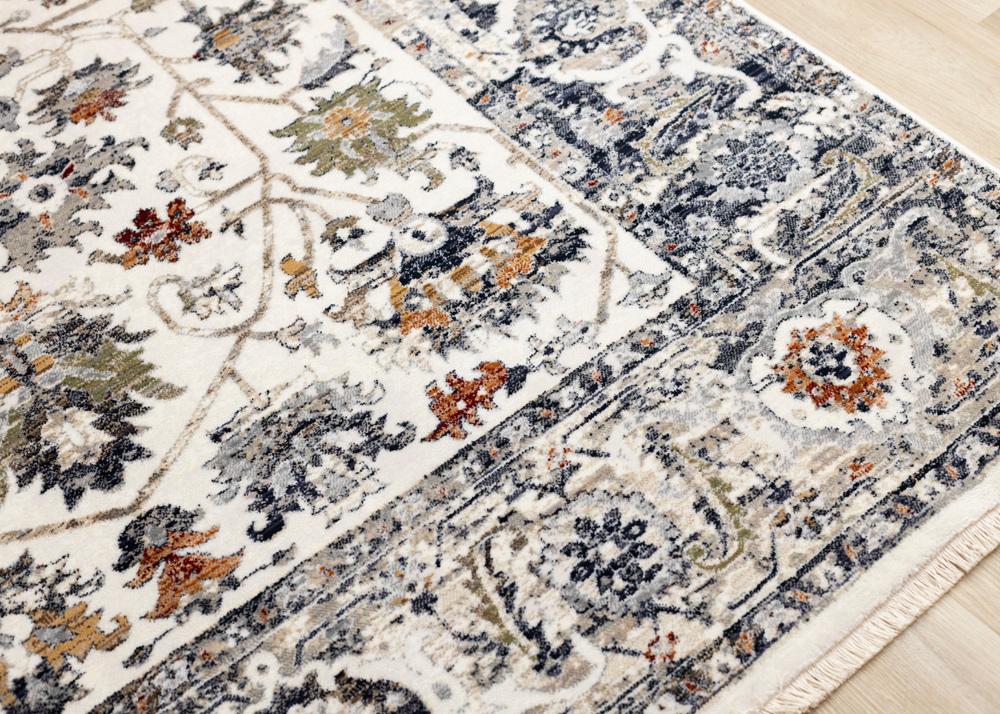 Kalora Interiors - Serene Cream Blue Intricate Border Rug, 53in x 77in - D984/7424 160240 veiw 4