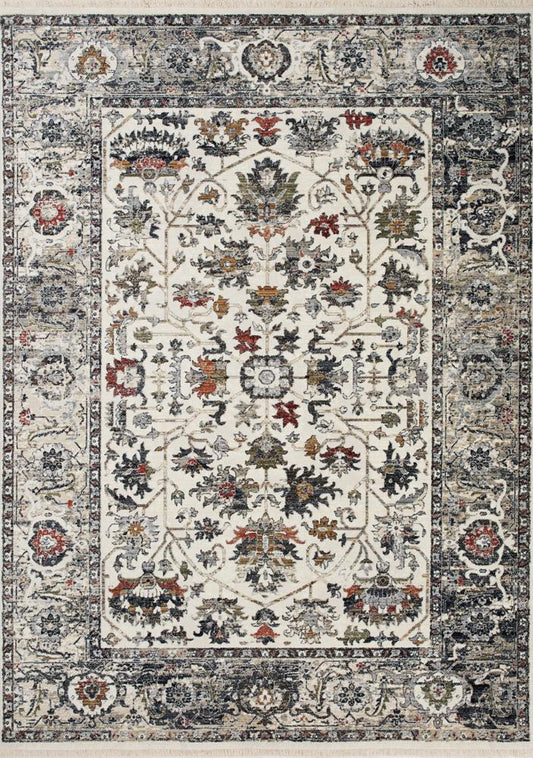 Kalora Interiors - Serene Cream Blue Intricate Border Rug, 710 x 102 - D984/7424 240310 veiw 1