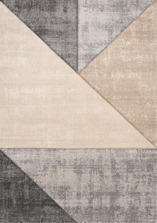 Kalora Interiors - Folio Grey Beige Carved Triangular Pattern Rug, 67in x 96in - F853/6737 200290 veiw 1