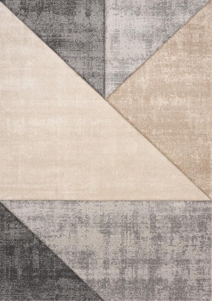 Kalora Interiors - Folio Grey Beige Carved Triangular Pattern Rug, 710in x 106in - F853/6737 240320 veiw 1