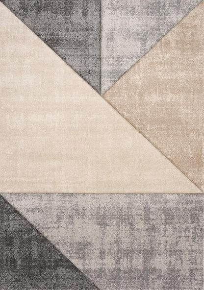 Kalora Interiors - Folio Grey Beige Carved Triangular Pattern Rug, 710in x 106in - F853/6737 240320 veiw 1